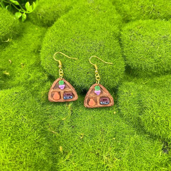 Little Shelf Polymer Clay Hypoallergenic Silver Tone Handmade Dangle Earrings - Picture 1 of 10